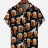 Men HLJ Shirts | Beer Breast Pocket Short Sleeve Easy Care Aloha Shirt Black