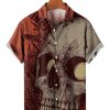 Men HLJ Shirts | Men'S Character Skull Art Short Sleeve Shirt Orange