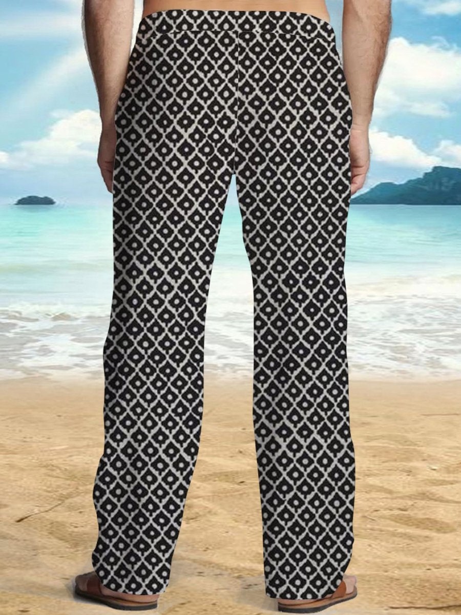 Men DJ Bottoms | Vintage Argyle Print Relaxed Pocket Pants Photo Color