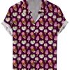 Men DJ Shirts | Fun Ice Cream Butt Print Hawaiian Short Sleeve Shirt Purple