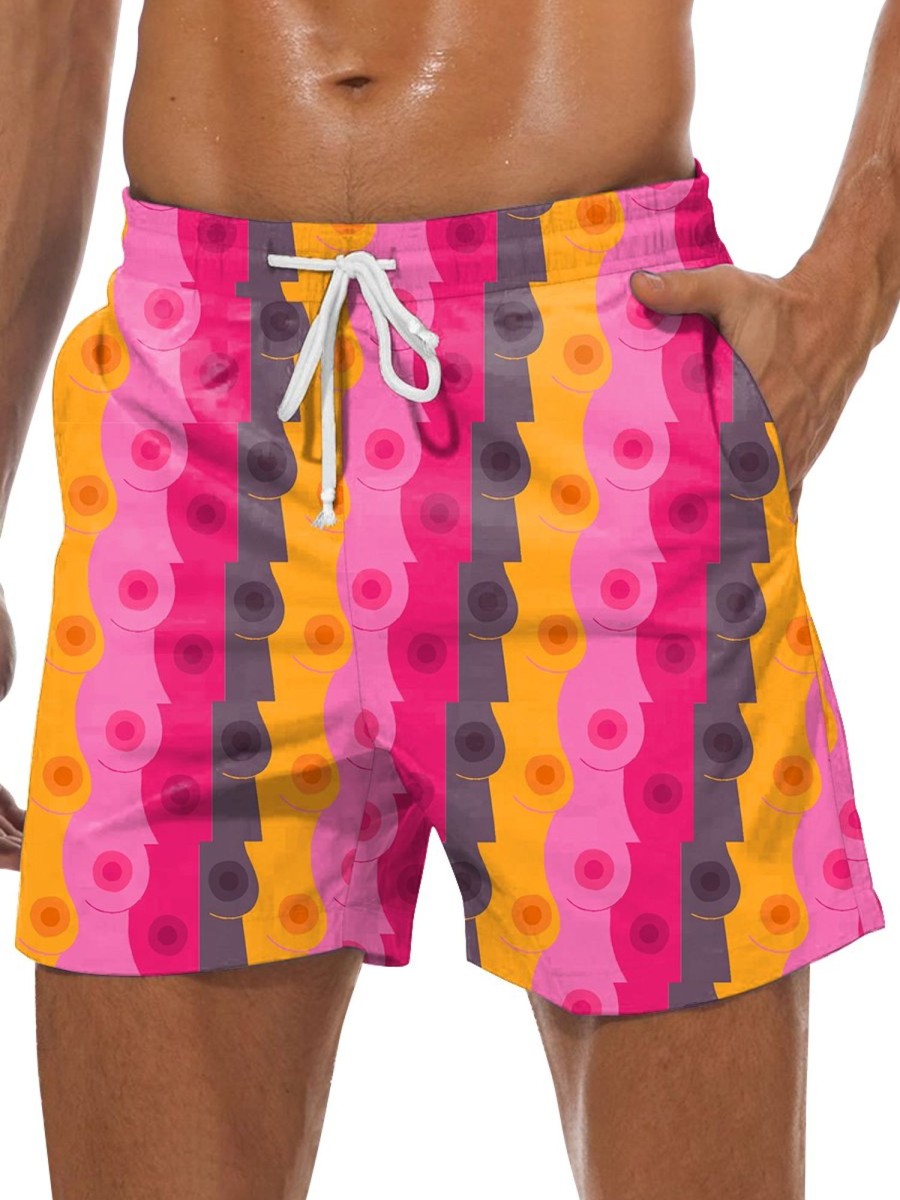 Men GYJ Shorts | Ladies Chest Print Hawaiian Lounge Shorts Pink